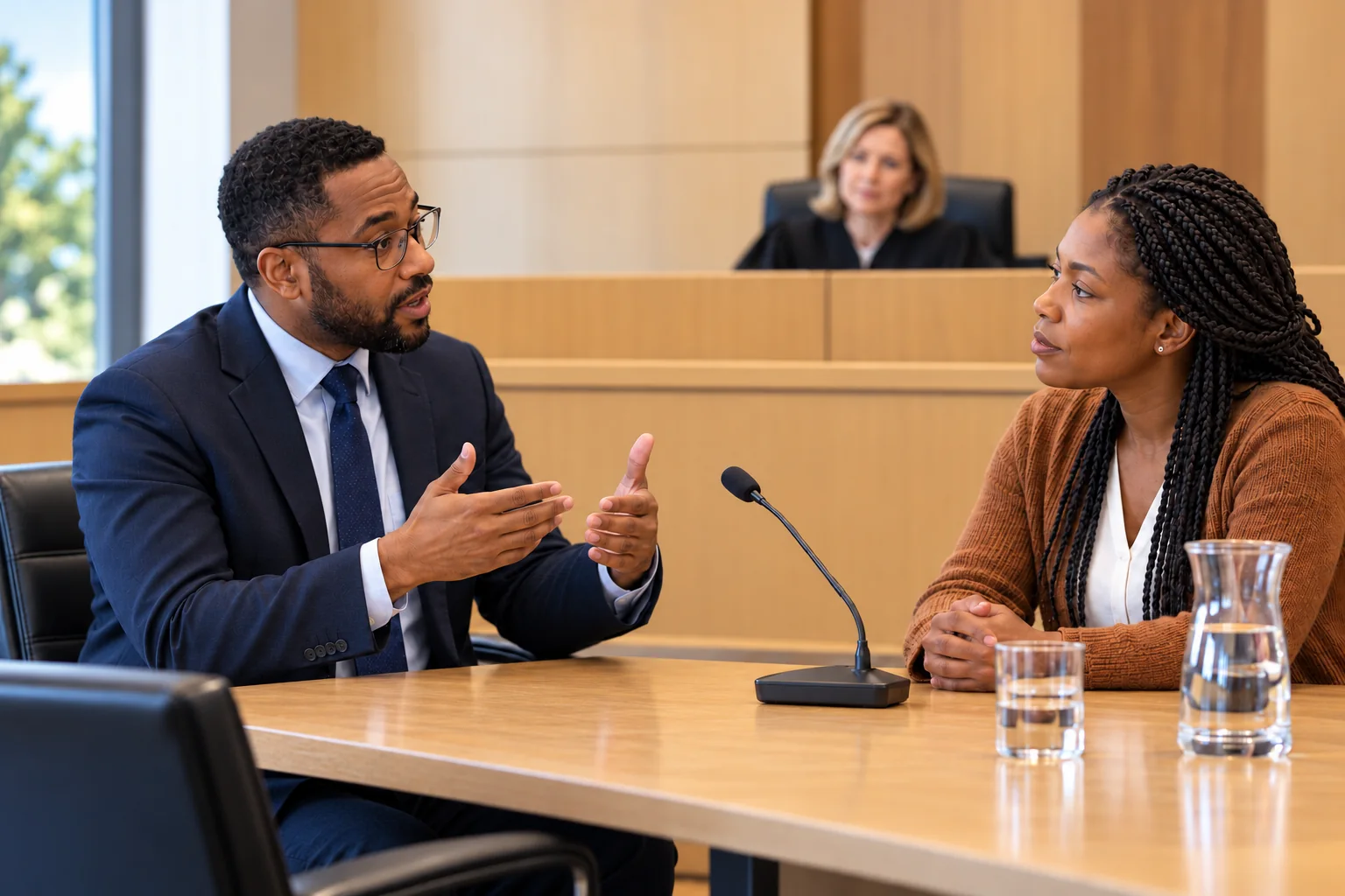 Interpreter assisting a client during a tribunal hearing